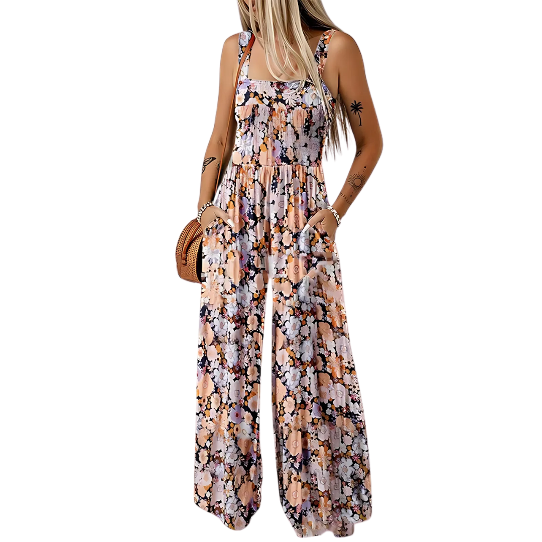 Icone™ PrintedJumpsuit: Fuld Længde Behagelig Afslappet Løs Printet Jumpsuit
