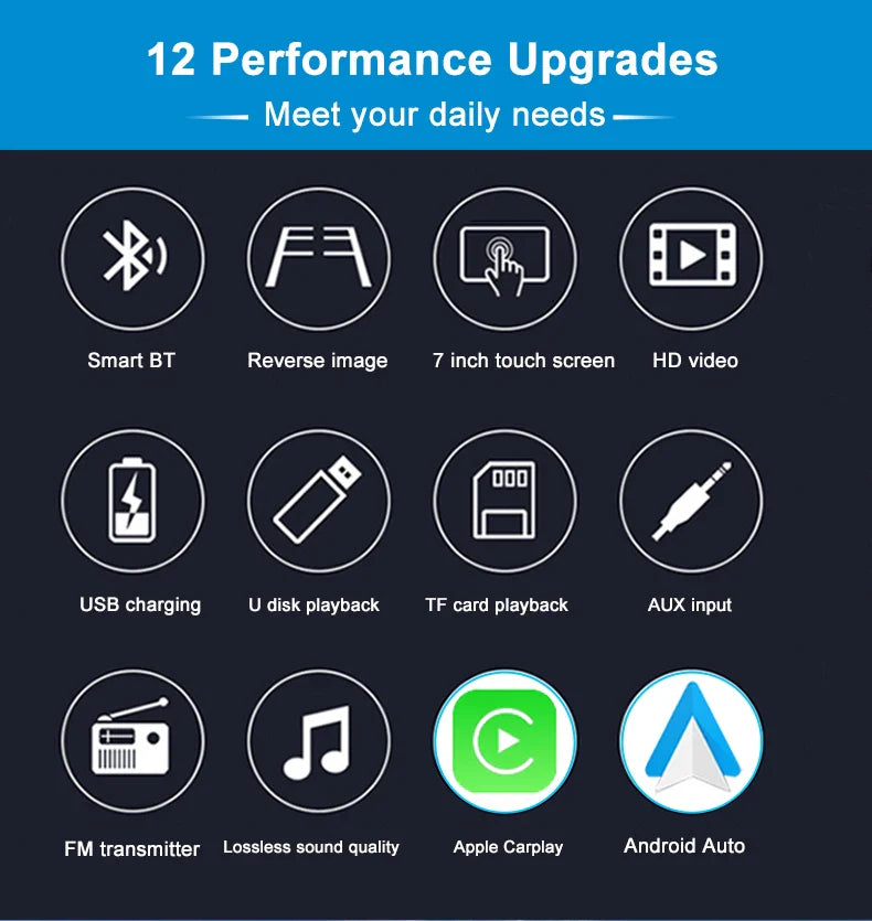 CarPlay - 7 Tommer Trådløs Bærbar Android Bil Skærm