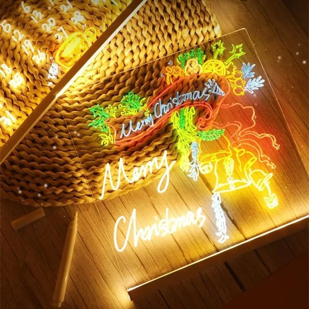 Kletshuts™ NoteBoard: LED-Lampe Akryl Note- Og Tegnebræt