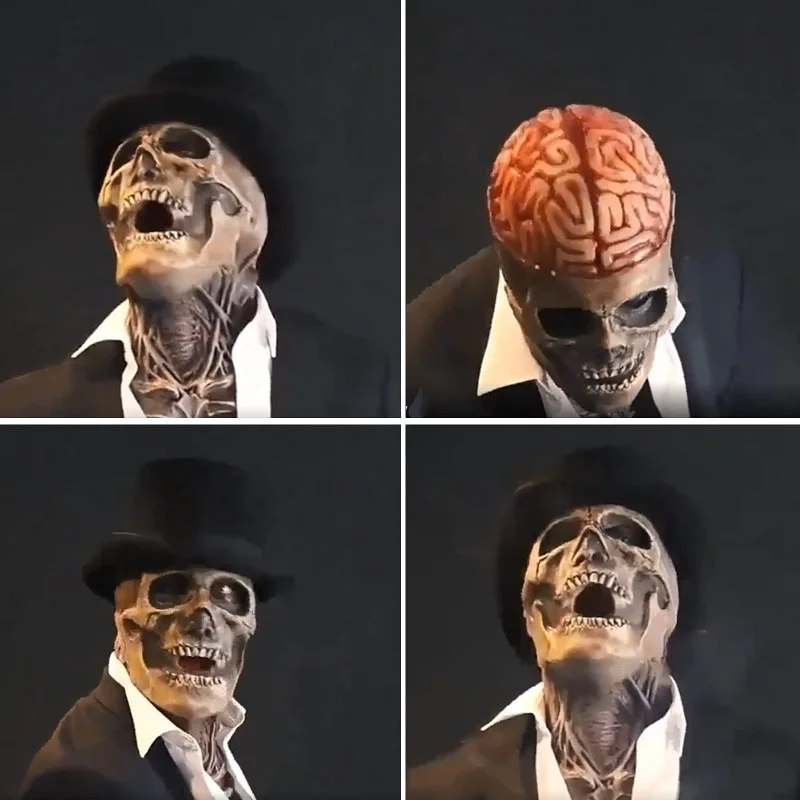 SkeletonMask: Realistisk Skræmmende Skelet Halloweenmaske Kostume