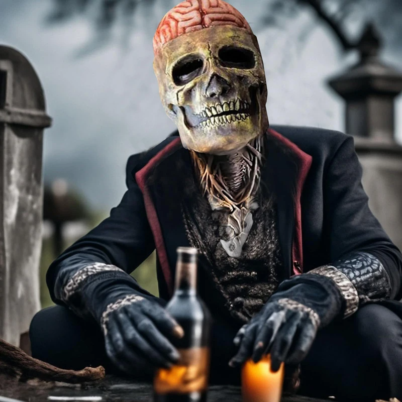 SkeletonMask: Realistisk Skræmmende Skelet Halloweenmaske Kostume