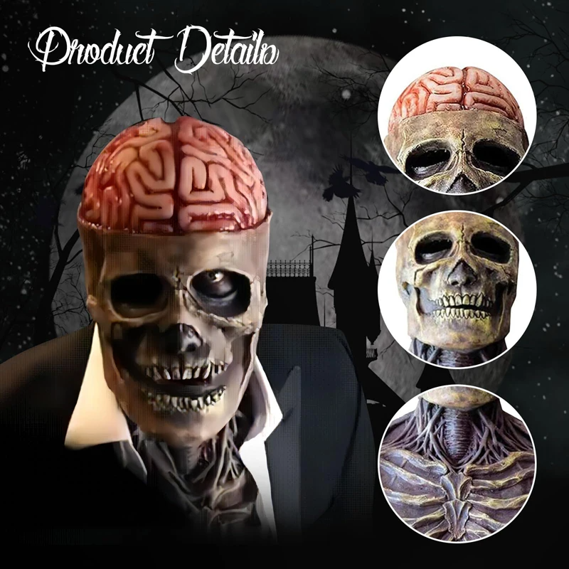 SkeletonMask: Realistisk Skræmmende Skelet Halloweenmaske Kostume