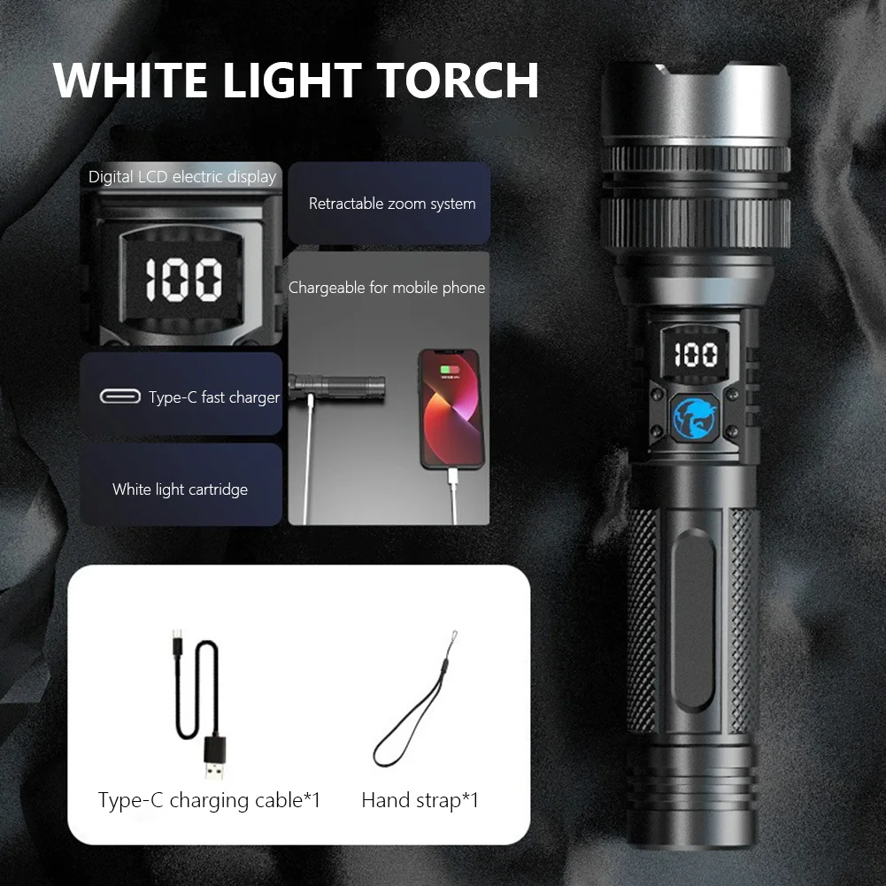 Ledsen™ AdjustableFlashlight: Ultrabright Genopladelig Lommelygte Med Justerbar Stråle