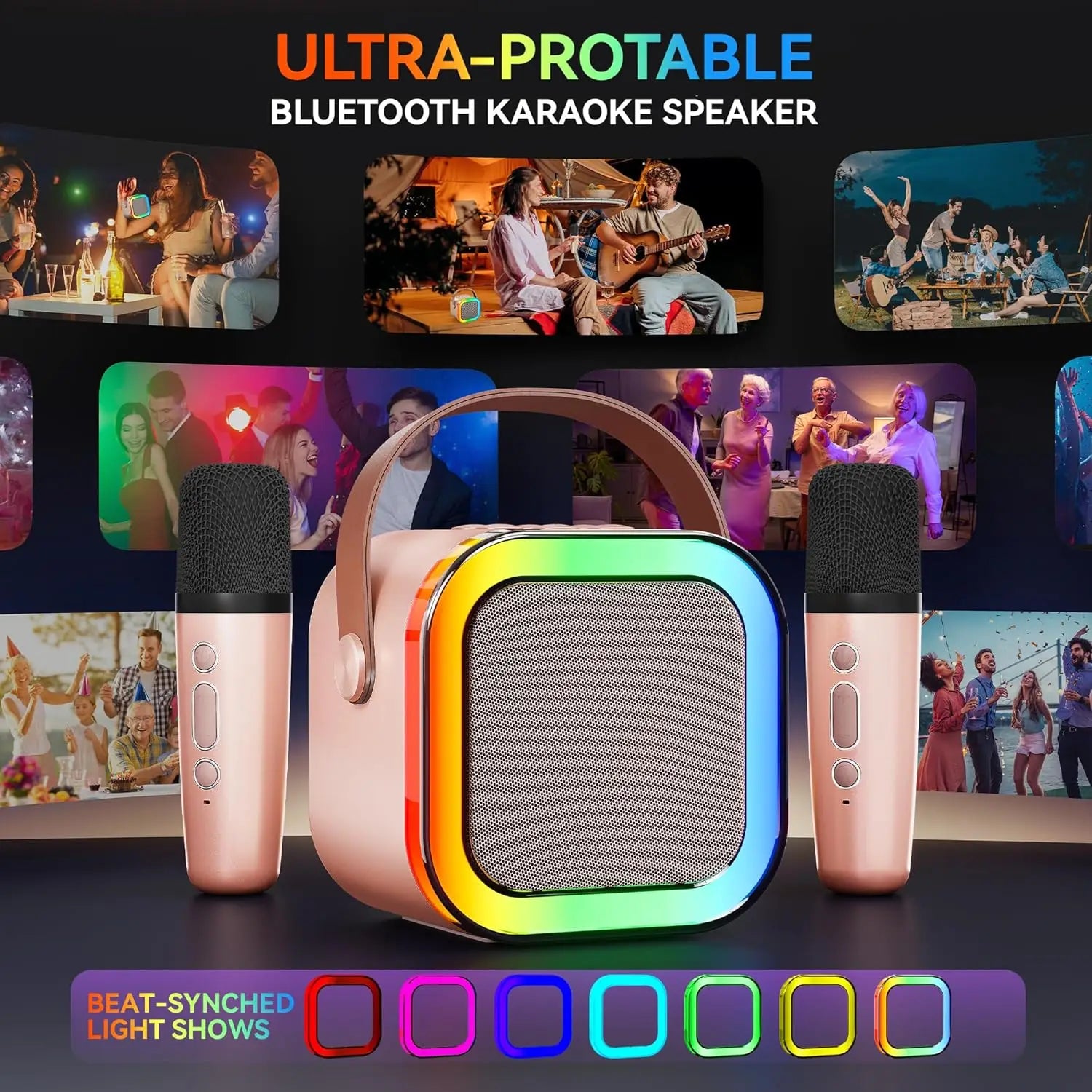 KaraokePro – Mini Karaokemaskine Med Trådløse Mikrofoner