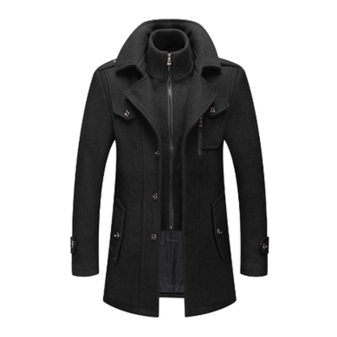 Icone™ WinterCoat: Luksus Dobbelt Krave Stilfuld Vinter Trench Frakke