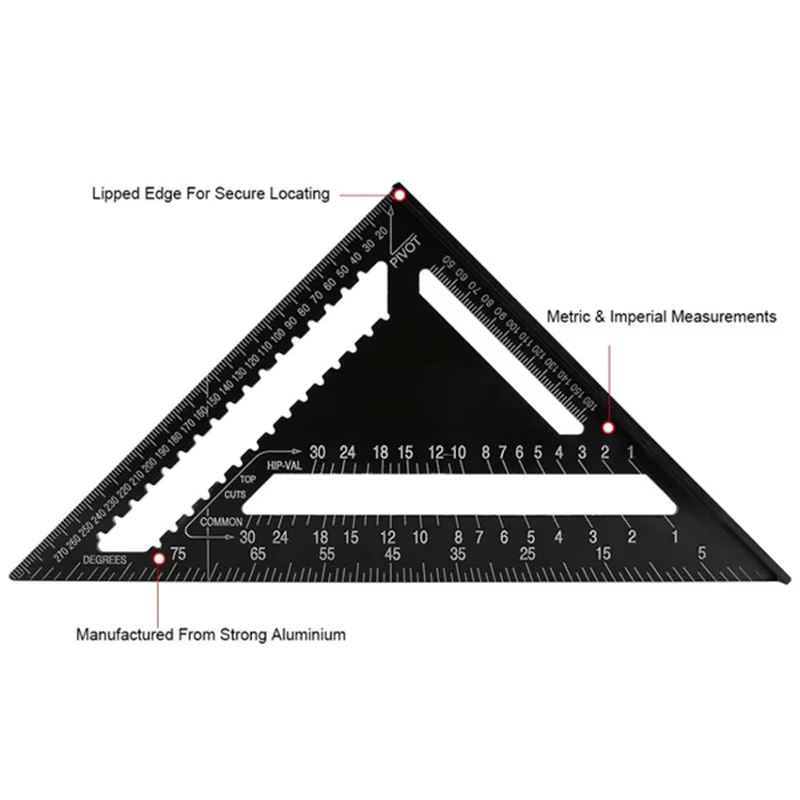 TriangleRuler - Aluminium Legering Trekant Lineal Til Træbearbejdning