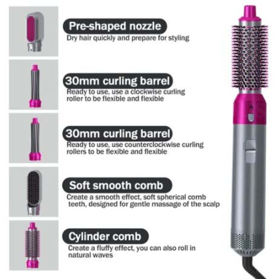 Rose® HairStyler - 5 i 1 Professionelt Hårstyling-Børstesæt