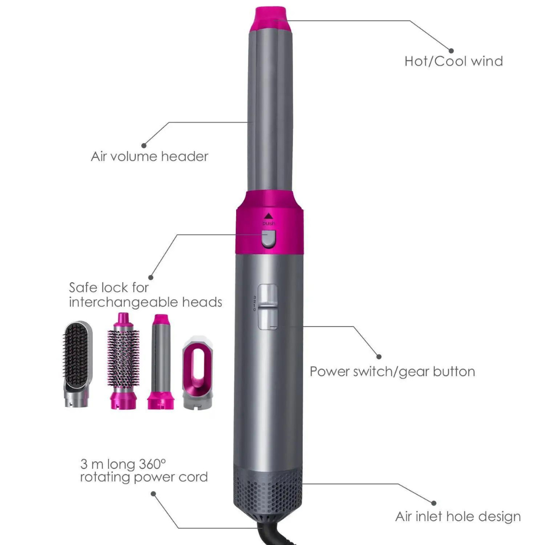 Rose® HairStyler - 5 i 1 Professionelt Hårstyling-Børstesæt