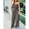 Icone™ Jumpsuit: Tube Top Effen Kleur Jumpsuit