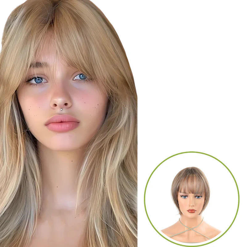 Rose® WigBangs 1+1 GRATIS: Sømløs Paryk Med Naturligt Udseende Pandehår Udvidelser