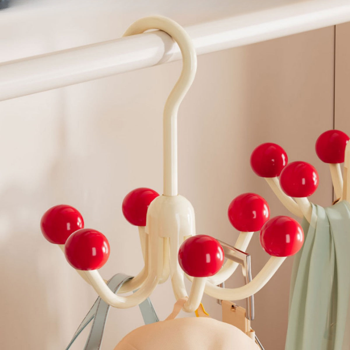 GlideHold® HangerHooks: 360° Drejelig 6 Klo Kroge Skabsorganizer Bøjle