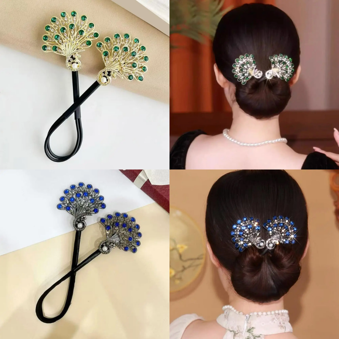 Rose® HairTie 1+1 GRATIS: Stilfuld Hårbånd Elegant Vintage Krystal Hestehale Twist Holder