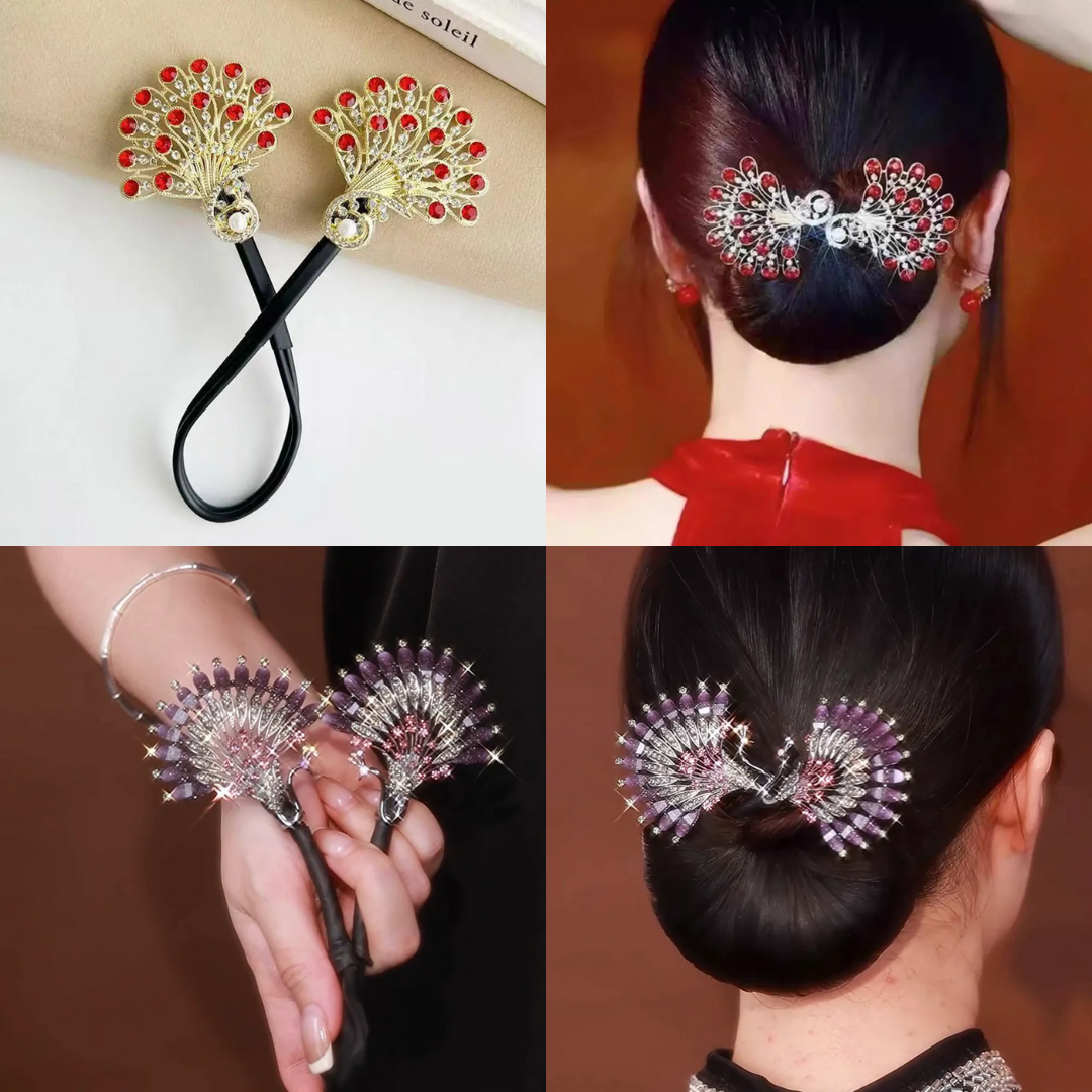 Rose® HairTie 1+1 GRATIS: Stilfuld Hårbånd Elegant Vintage Krystal Hestehale Twist Holder