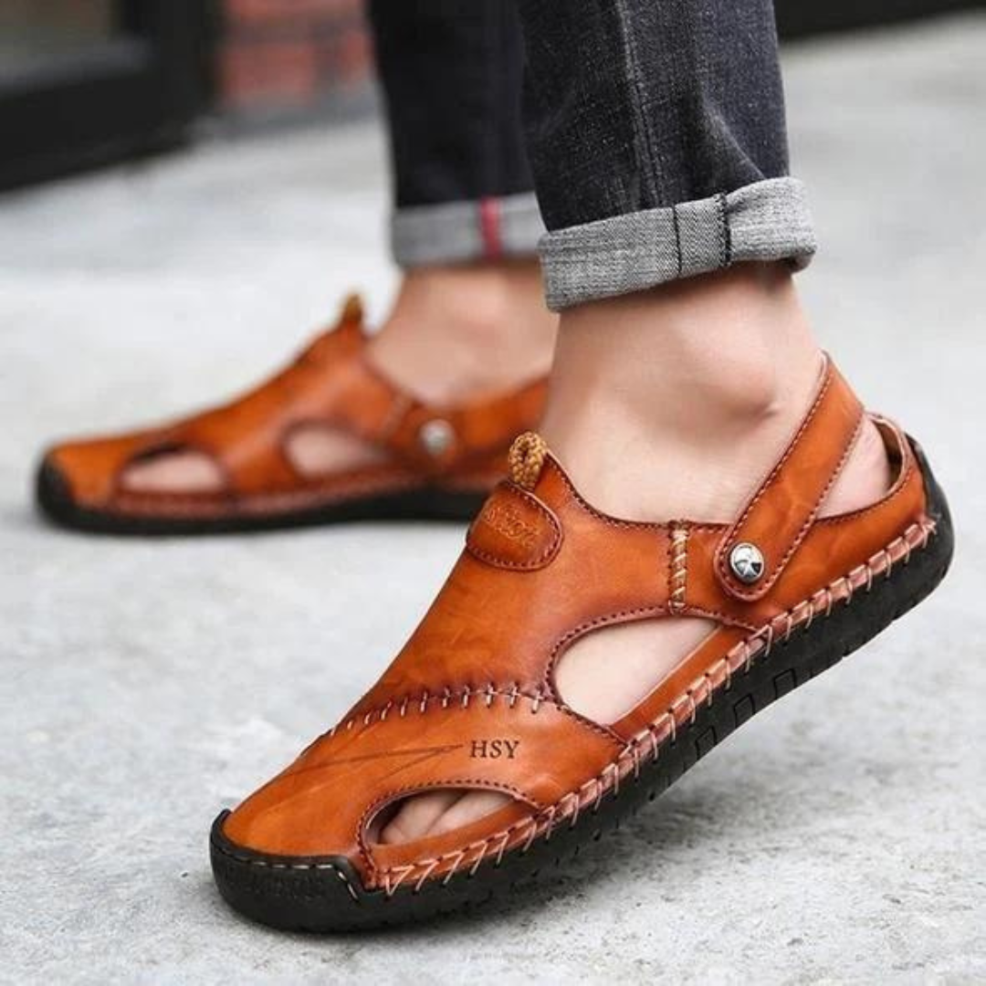 Happy™ LeatherSandals: Åndbare Udendørs Sandaler i Blødt Læder til Mænd