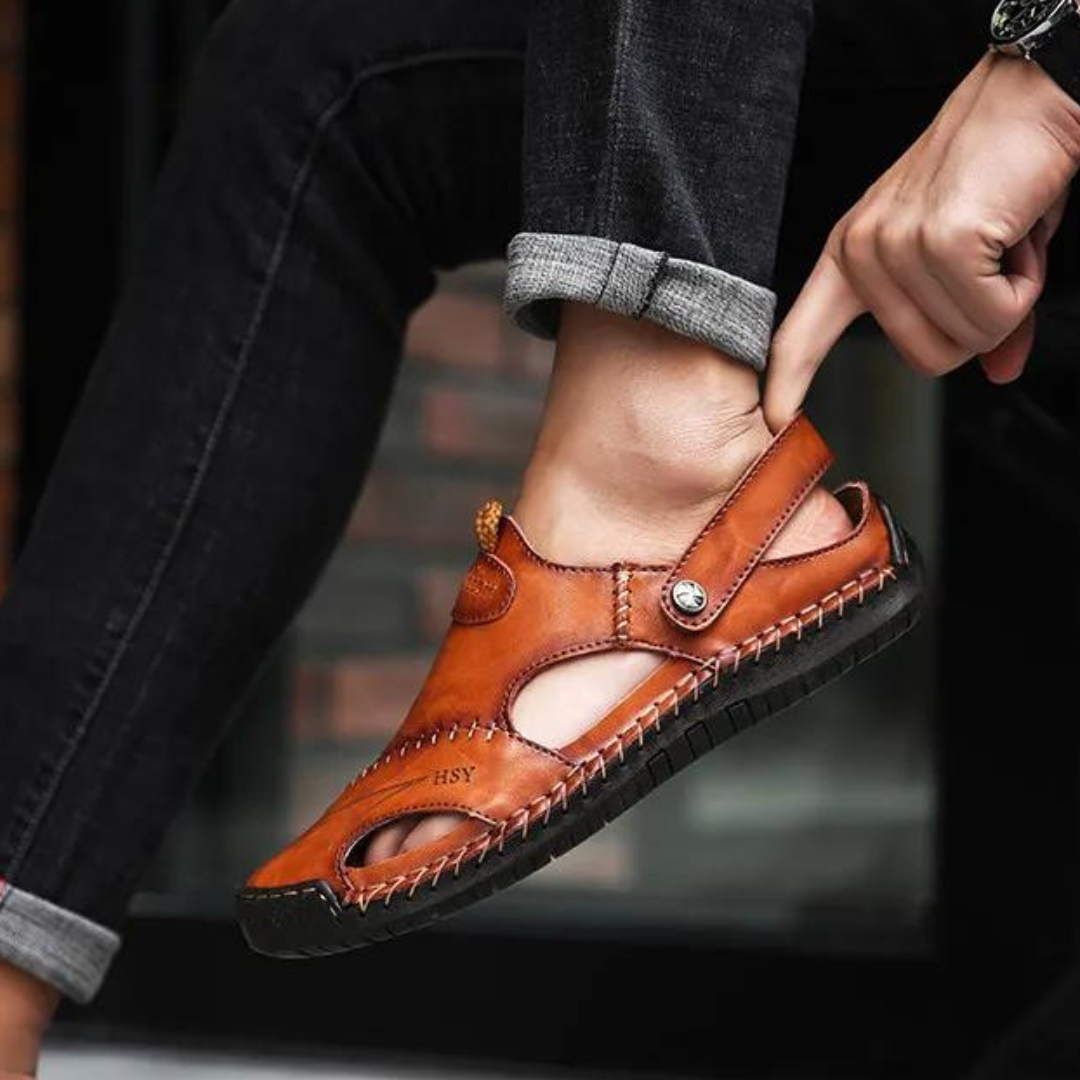 Happy™ LeatherSandals: Åndbare Udendørs Sandaler i Blødt Læder til Mænd