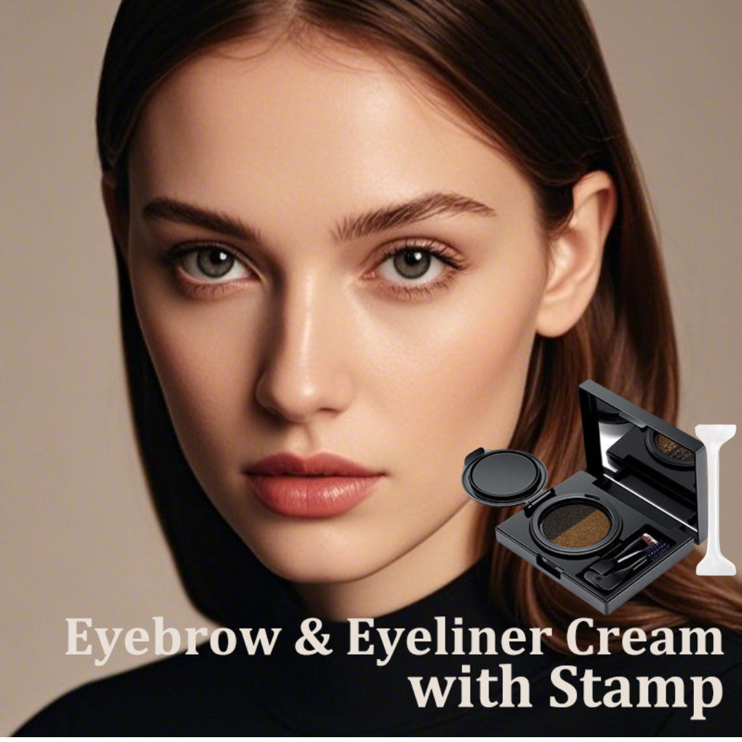 EyeStamp 1+1 GRATIS - Dobbeltfarvet Eyeliner Og Øjenbrynscreme Stempel Sæt