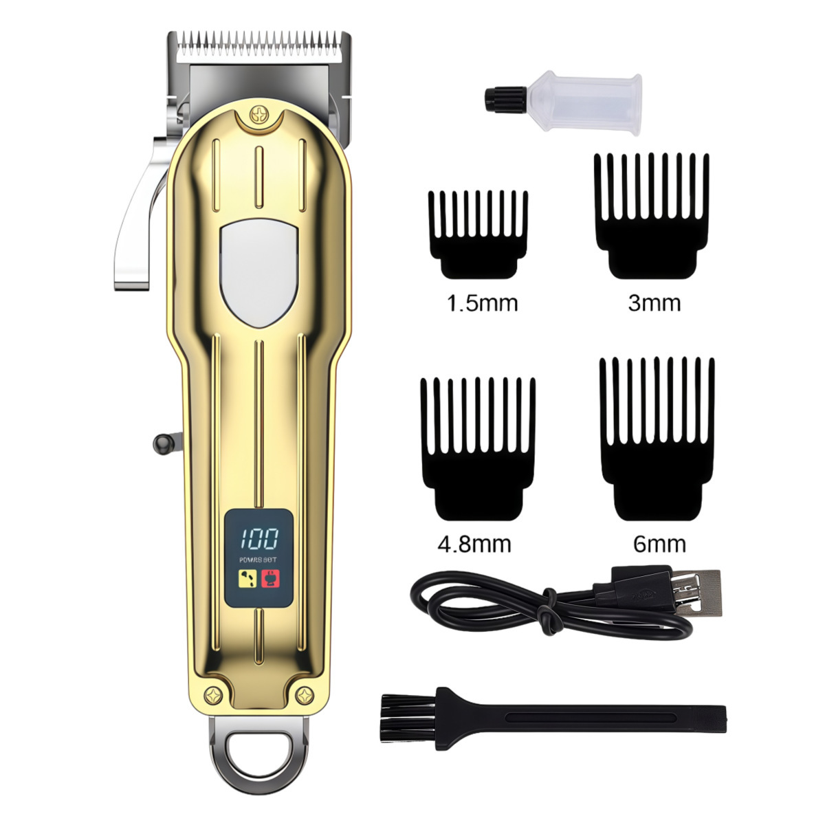 Rose® HairClipper: Digital LCD Barbermaskine Professionel Hår Klipper