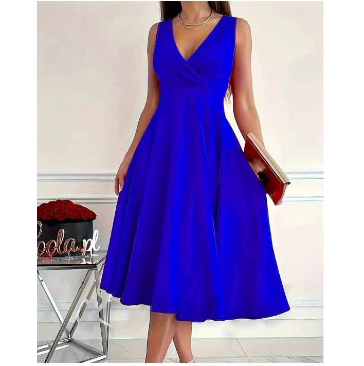Icone™ ElegantDress: V-hals Elegant Damekjole Med Bælte