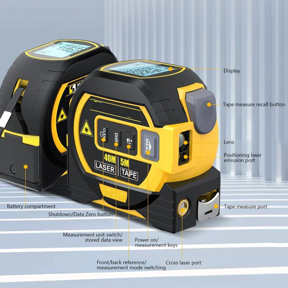 InfralaserTape - 3-In-1 Infrarød Laser Bånd Mål