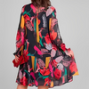 Icone™ FlowerDress: Langærmet Løs Pasform Blomsterprint Kjole