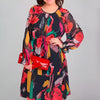 Icone™ FlowerDress: Langærmet Løs Pasform Blomsterprint Kjole