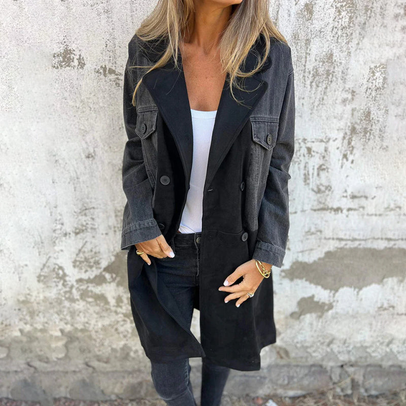 Icone™ LongCoat: Mellemlang Trenchcoat Med Stilfuld Krave Og Lommer