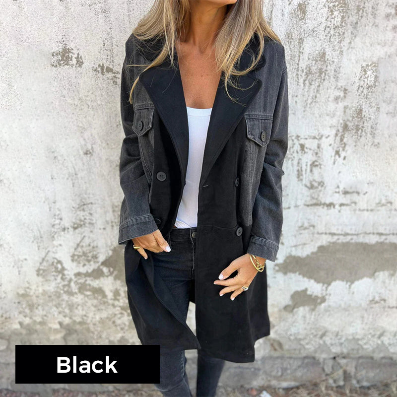 Icone™ LongCoat: Mellemlang Trenchcoat Med Stilfuld Krave Og Lommer