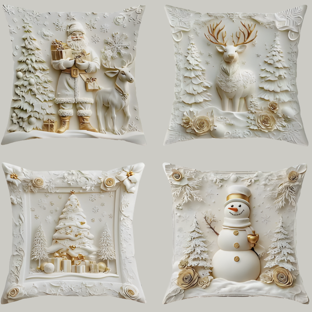 ChristmasCovers – Præmie Elegant Hvid Pude Jule Betræk