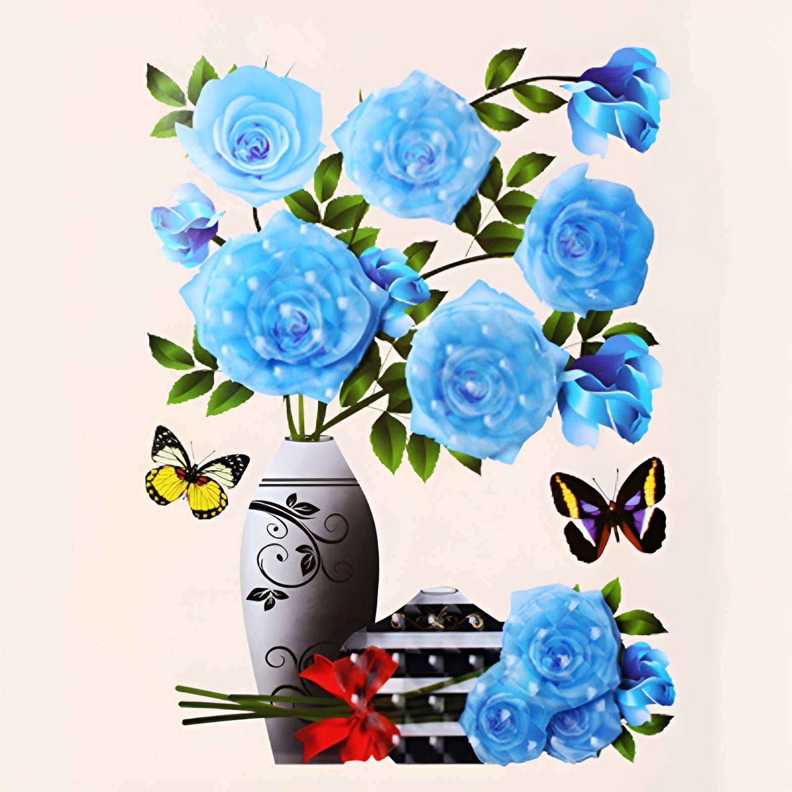 FloralSticker 2+2 GRATIS: Elegant Hus Indretning Selv Klæbende Blomster Klistermærker